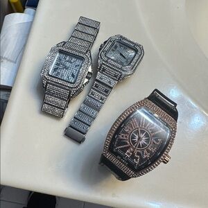Silver and Black Diamond Watches